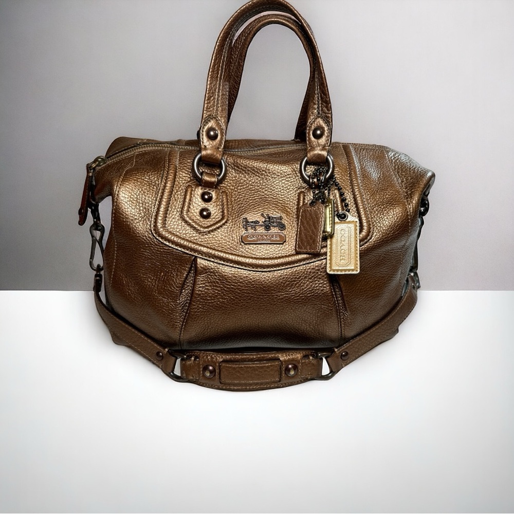 Coach Vintage Madison Audrey Metallic Bronze Leather Handbag w Three Hangtags - Picture 4 of 13